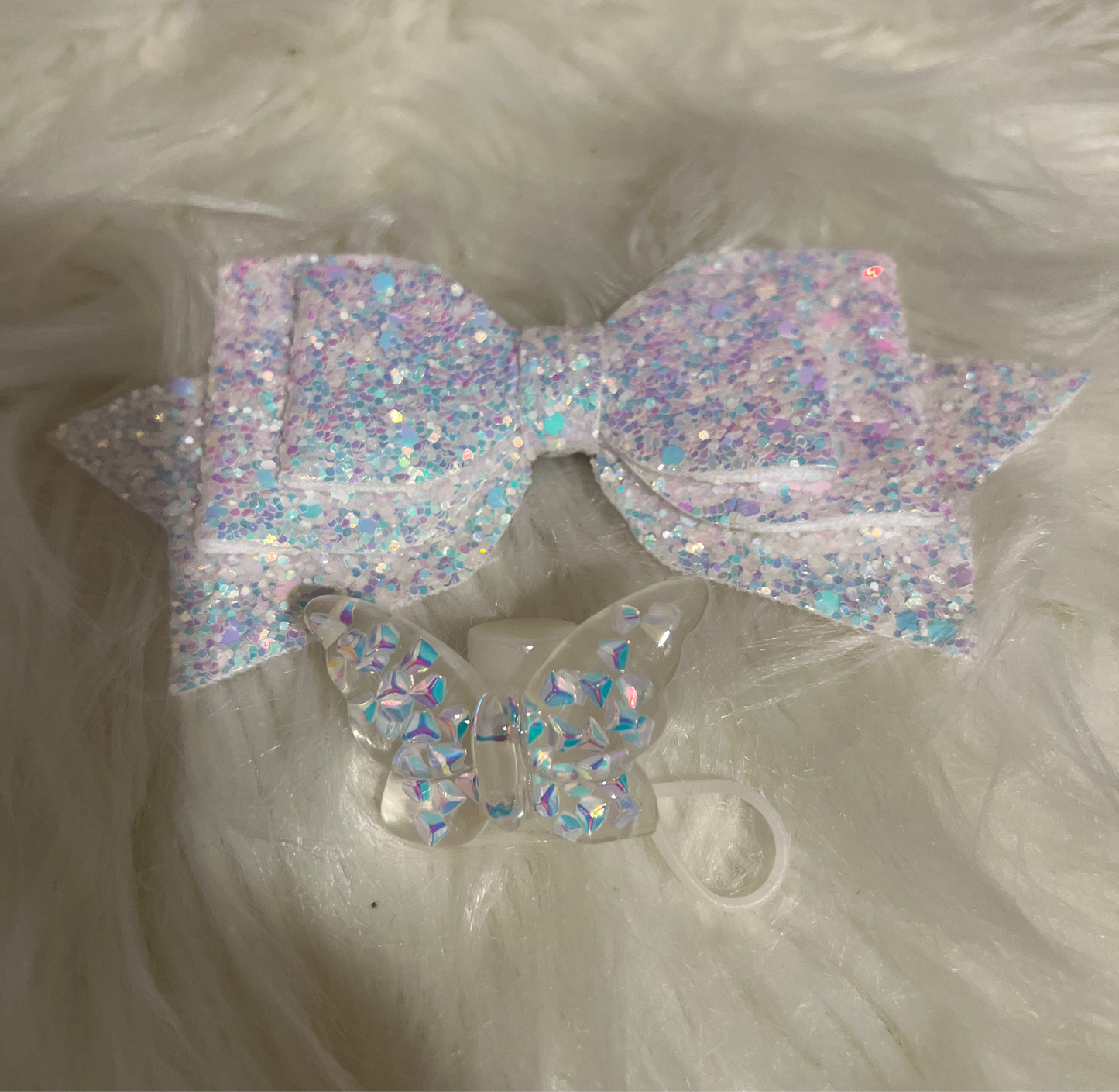 Bow & Topper Set Shimmer White